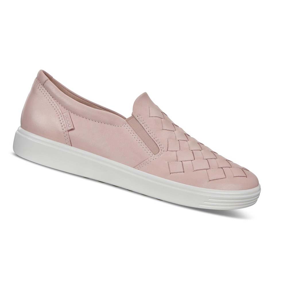 Women\'s Ecco Soft 7 Woven Sneakers Pink | USA 249BEX